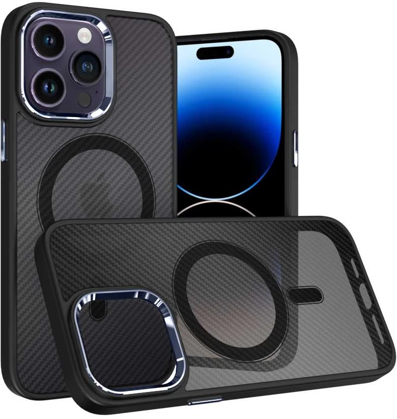 Tel Protect Magnetic Carbon dėklas skirtas Apple iPhone 15 Plus juodas-violetinis