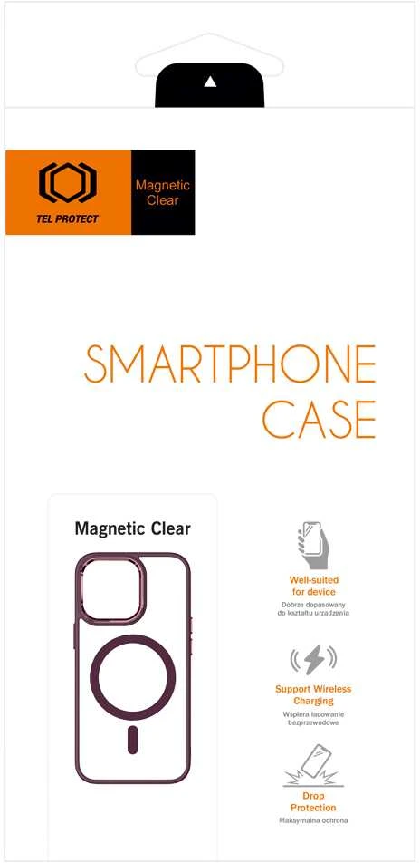 Tel Protect Magnetic Clear dėklas skirtas Apple iPhone 15 vyšnių spalvos