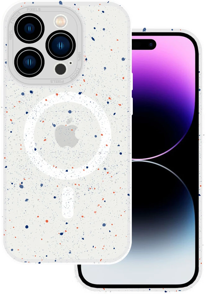 Tel Protect Magnetic Splash Frosted Dėklas, skirtas iPhone 15 Plus, baltas