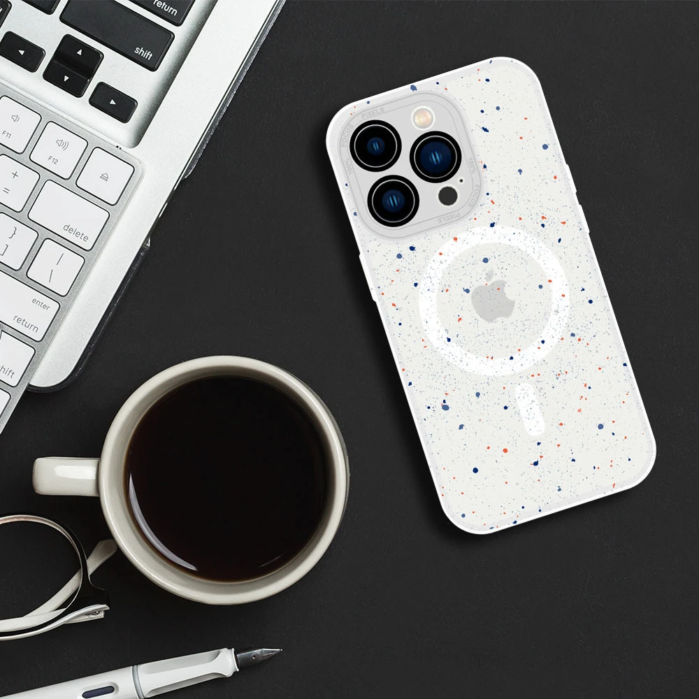 Tel Protect Magnetic Splash Frosted Dėklas, skirtas iPhone 15 Plus, baltas