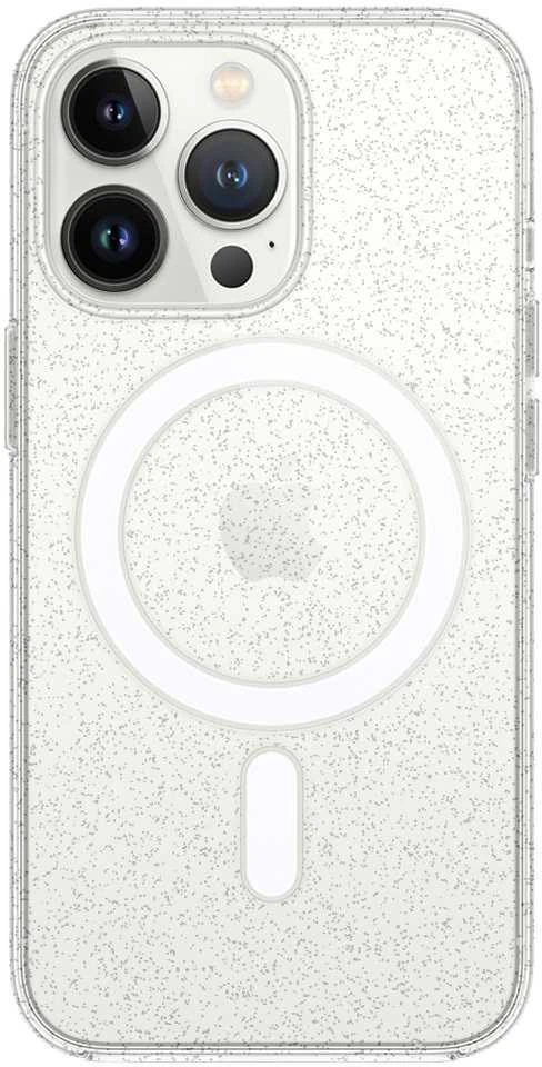 Tel Protect MagSilicone Clear dėklas, skirtas „iPhone 15 Pro Max“, su blizgučiais.