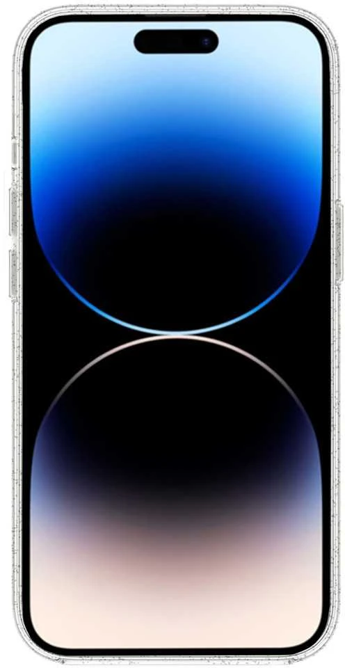 Tel Protect MagSilicone Clear dėklas, skirtas „iPhone 15 Pro Max“, su blizgučiais.