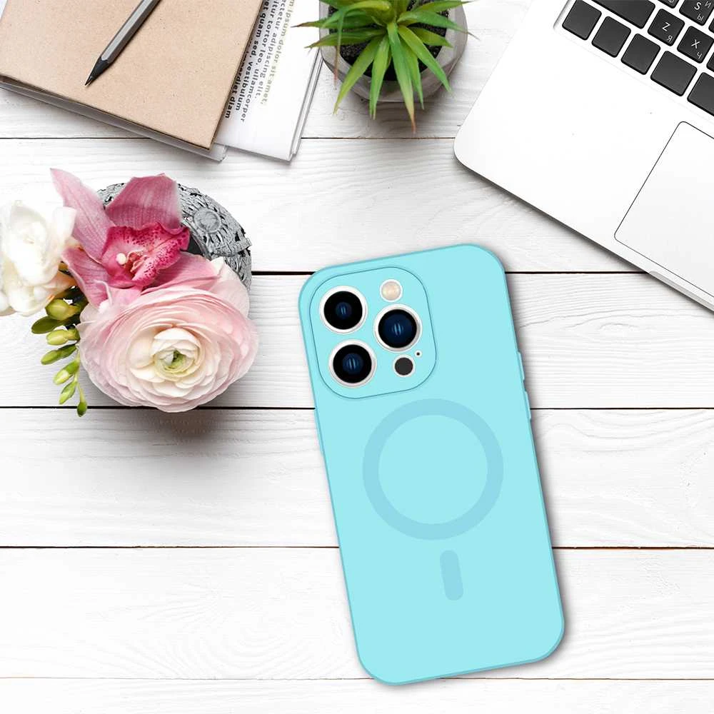 Tel Protect MagSilicone dėklas skirtas iPhone 14 Light mėlynos spalvos