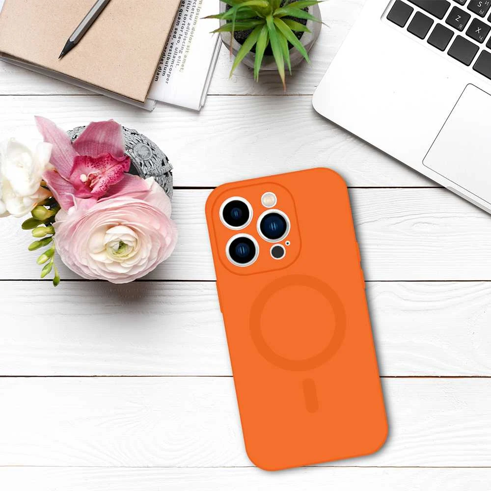 Tel Protect MagSilicone dėklas skirtas Apple iPhone 14 oranžinės spalvos