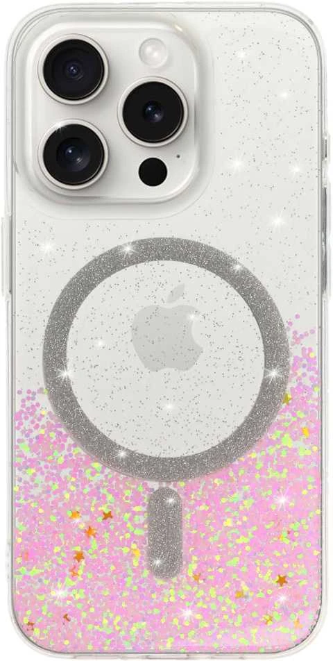 Tel Protect Moonlite Magsafe Dėklas skirtas iPhone 17 Pro Max rožinės spalvos clear
