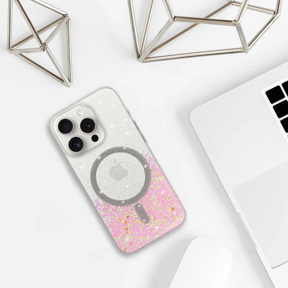 Tel Protect Moonlite Magsafe dėklas skirtas Apple iPhone 16 rožinis skaidrus