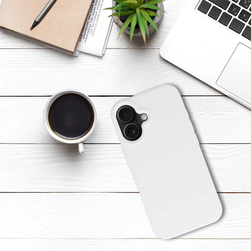 Tel Protect silikoninis Premium dėklas telefonui Apple iPhone 16 baltos spalvos