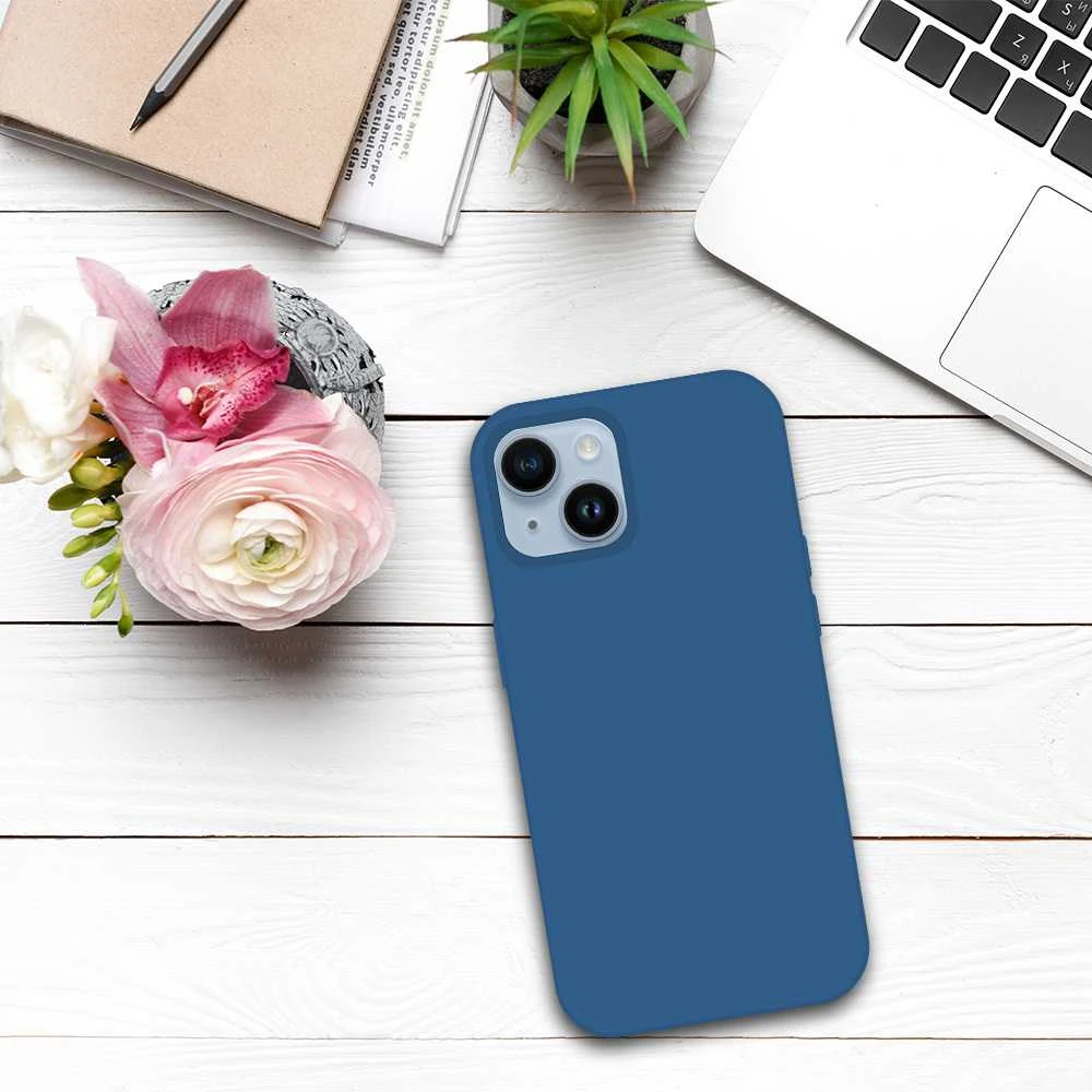 Tel Protect silikoninis Premium dėklas telefonui iPhone 15 Plus mėlynos spalvos