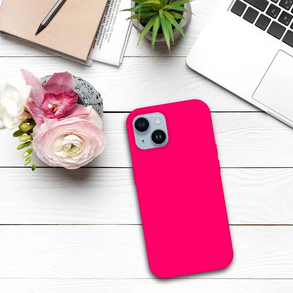 Tel Protect silikoninis Premium dėklas telefonui iPhone 15 Plus rožinės spalvos