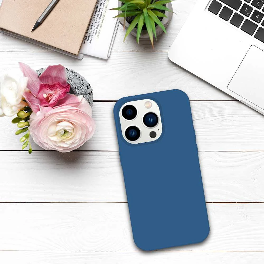Tel Protect silikoninis Premium dėklas telefonui iPhone 14 Pro mėlynos spalvos