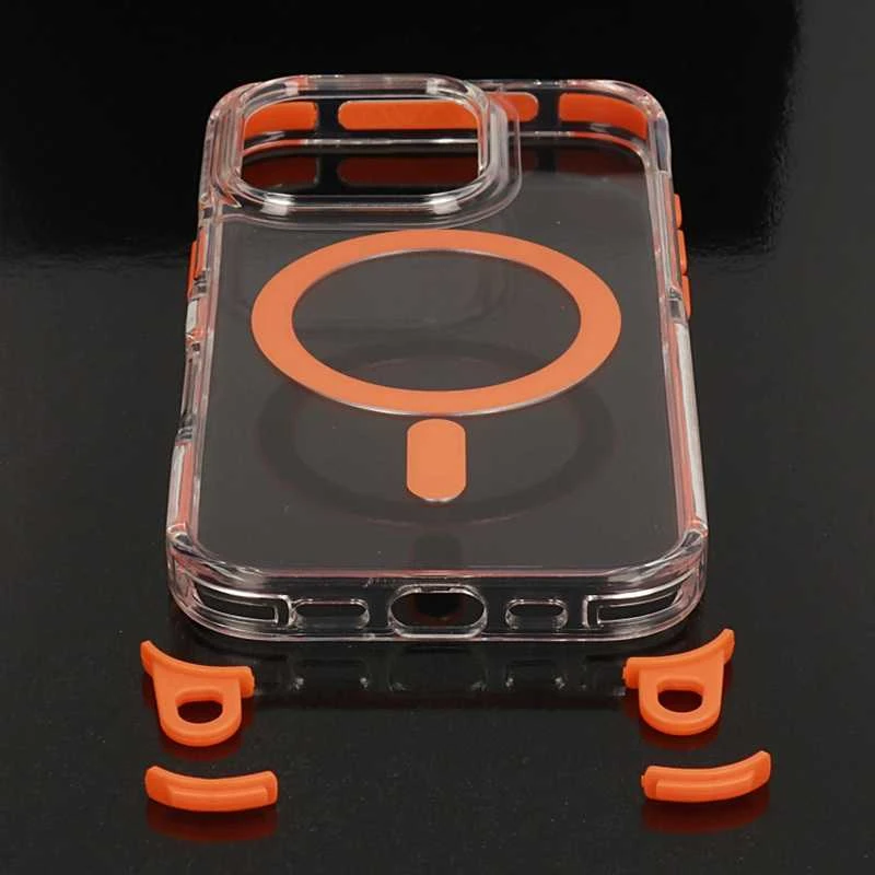 Tel Protect Strap Clear dėklas skirtas Apple iPhone 17 oranžinės spalvos