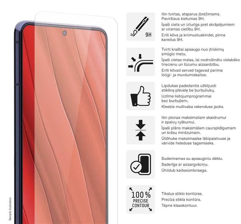 Toti grūdinto stiklo 2D ekrano apsauga, skirta „Samsung Galaxy A37/A57/A36/A56/S24 FE/S25 FE“