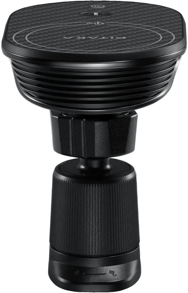 Car mount with wireless charger PITAKA MagEZ Pro 2 Qi2 15W NFC MagSafe juodos spalvos pilkos spalvos