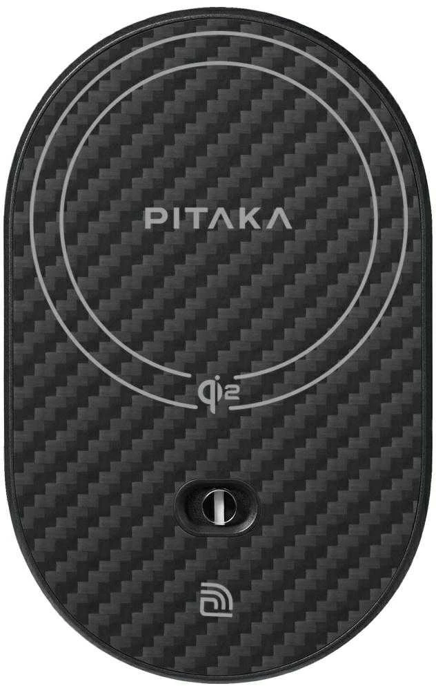 Car mount with wireless charger PITAKA MagEZ Pro 2 Qi2 15W NFC MagSafe juodos spalvos pilkos spalvos