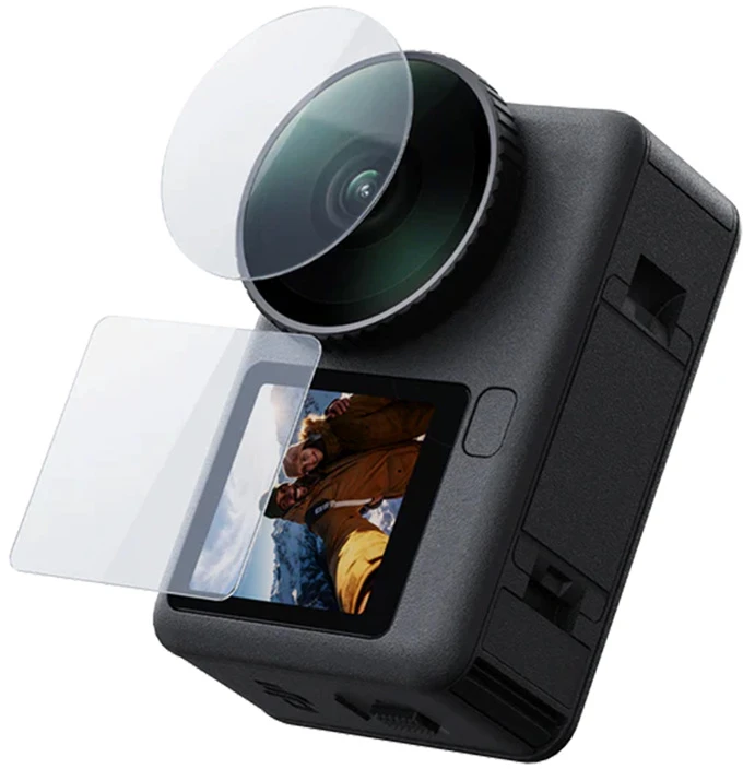 „Telesin“ grūdinto stiklo komplektas DJI Osmo Action 6 2x objektyvui + ekranui