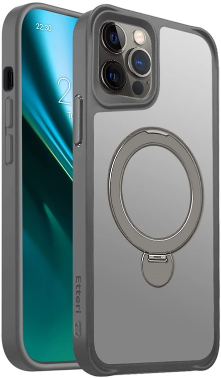 Etteri Matt Mag Ring dėklas, skirtas iPhone 12 / 12 Pro 6,1" pilkas