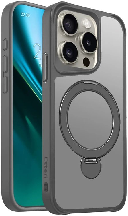 Etteri Matt Mag Ring dėklas, skirtas iPhone 15 Pro 6,1" pilkas