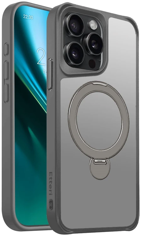 Etteri Matt Mag Ring dėklas, skirtas iPhone 15 Pro Max 6,7" pilkas