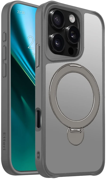 Etteri Matt Mag Ring dėklas, skirtas iPhone 16 Pro 6,3" pilkas
