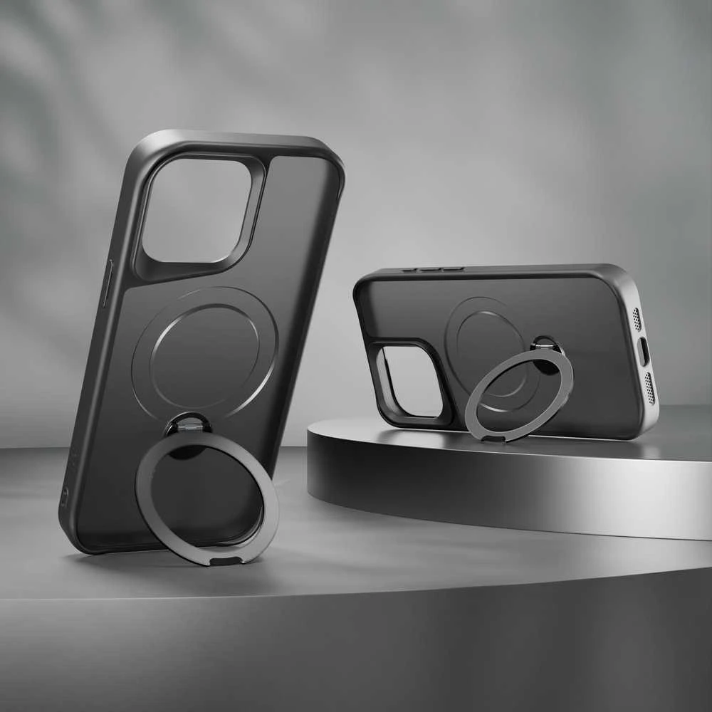 Telforceone Etteri Matt Mag Ring Apple iPhone 12 / 12 Pro 6,1" dėklas telefonui juodos spalvos