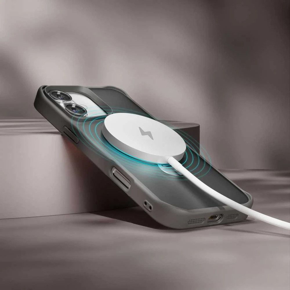 Telforceone Etteri Matt Mag Ring Apple iPhone 16 Plus 6,7" dėklas telefonui pilkos spalvos