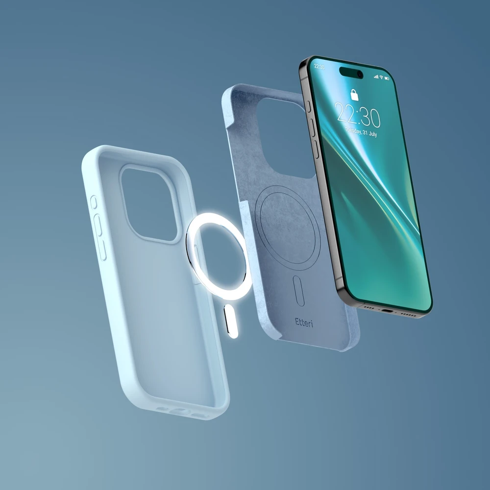 Etteri silikoninis Mag dėklas iPhone 13 6,1" šviesiai mėlynas
