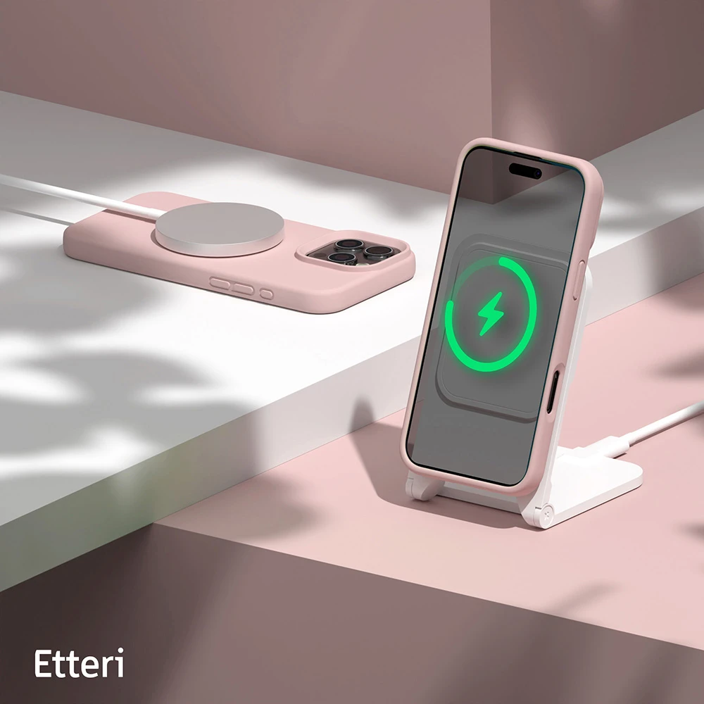 Etteri silikoninis Mag dėklas, skirtas iPhone 16 Pro 6,3" šviesiai rožinis