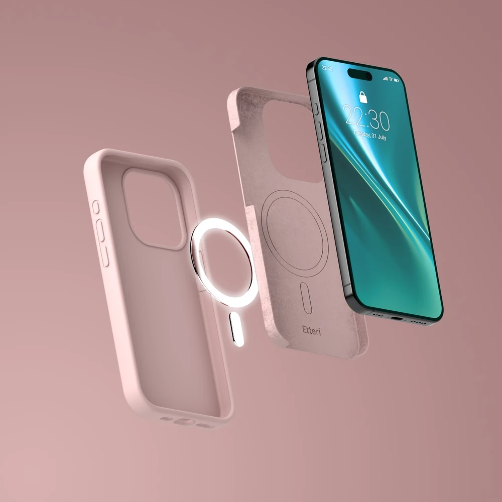 Etteri silikoninis Mag dėklas, skirtas iPhone 15 6,1" šviesiai rožinis