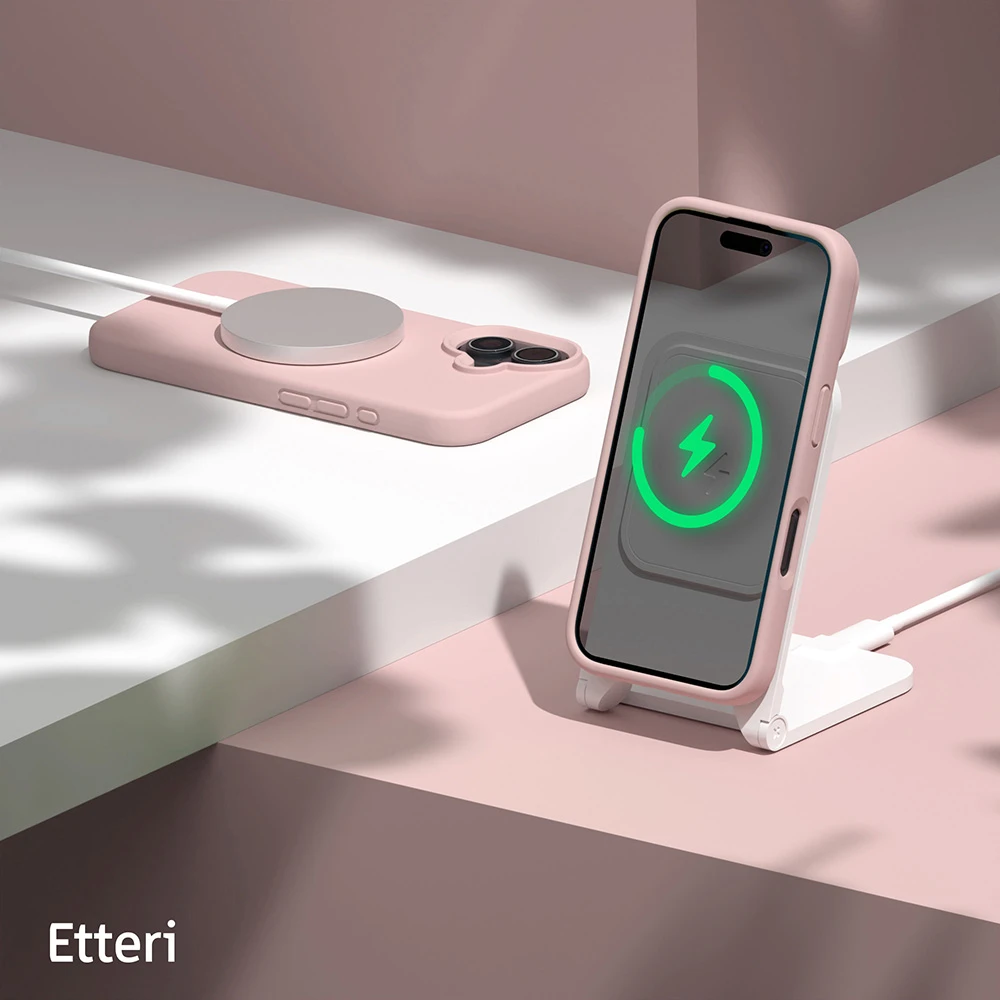 Etteri silikoninis Mag dėklas, skirtas iPhone 16 6,1" šviesiai rožinis