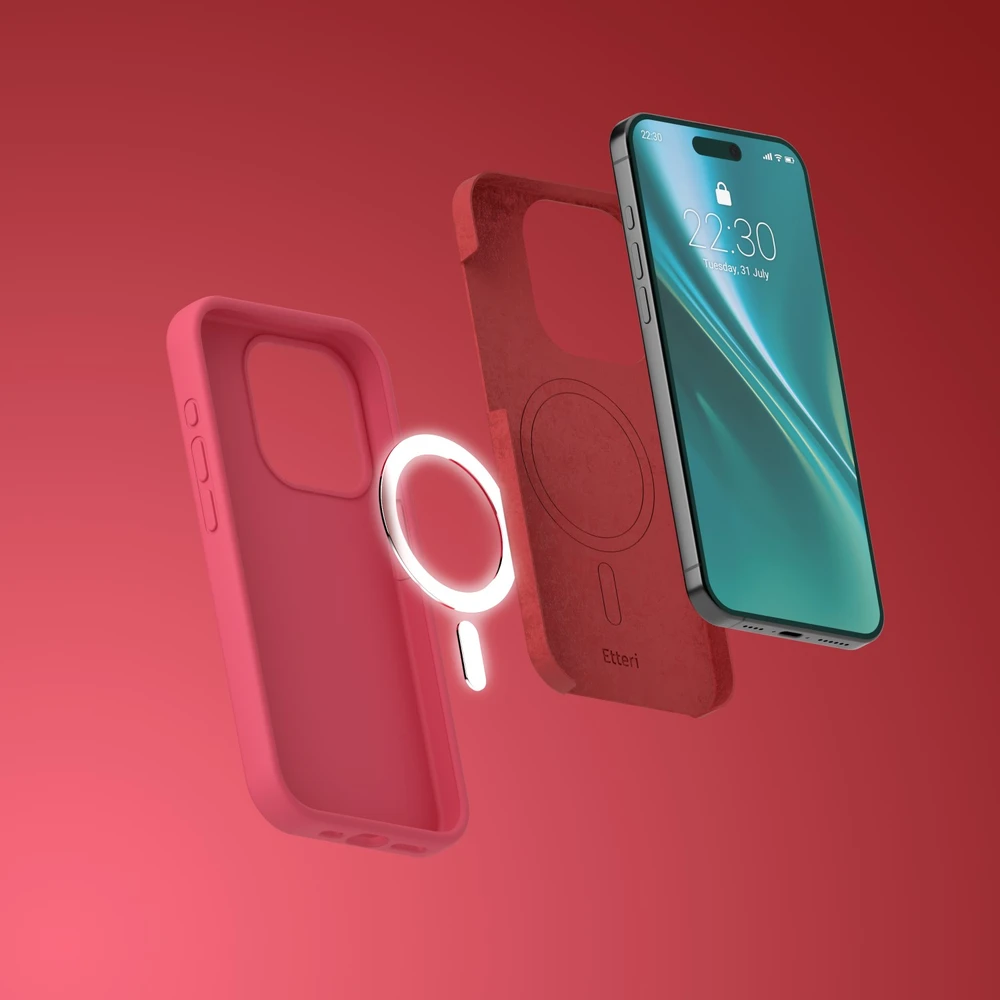 Etteri silikoninis Mag dėklas, skirtas iPhone 13 6,1" aviečių spalvos