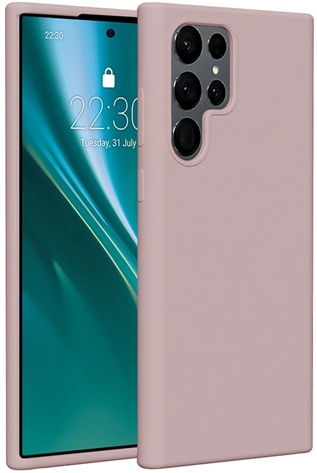 Etteri silikoninis dėklas Samsung Galaxy S22 Ultra šviesiai rožinės spalvos