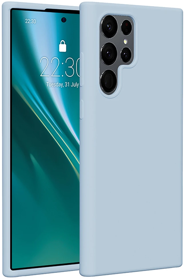 Etteri silikoninis dėklas Samsung Galaxy S22 Ultra šviesiai mėlynas