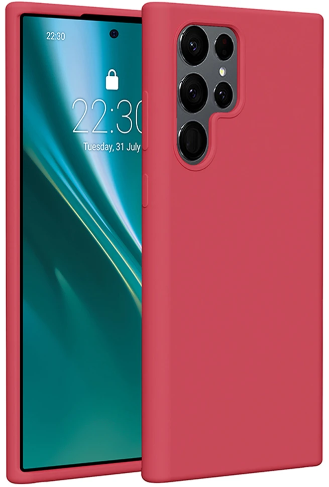 Etteri silikoninis dėklas Samsung Galaxy S22 Ultra aviečių spalvos