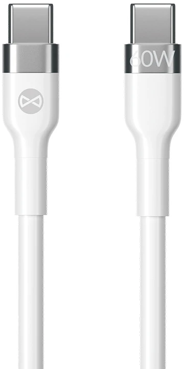 Forever lankstus laidas USB-C – USB-C 2,0 m 60W baltas