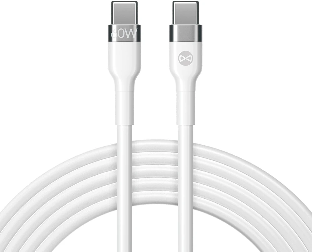 Forever lankstus laidas USB-C – USB-C 2,0 m 60W baltas