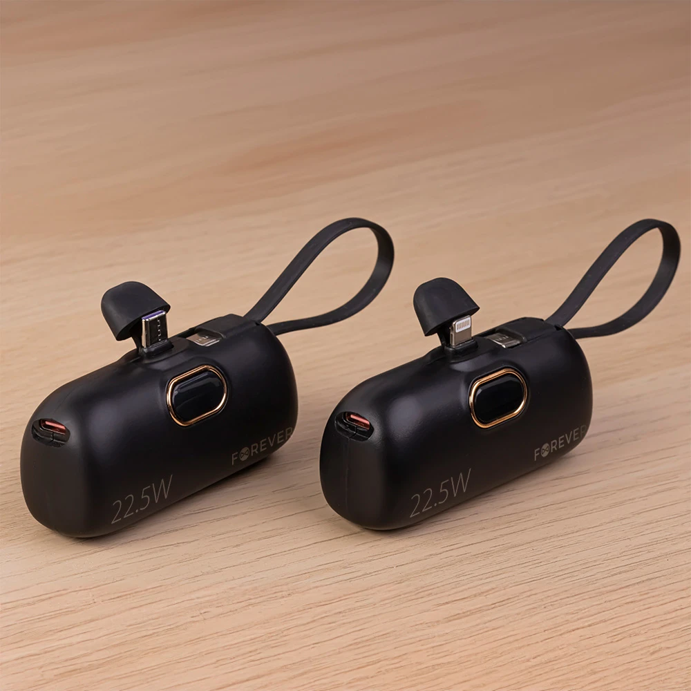 Forever mini išorinė baterija MTB-100 22.5W 5000 mAh Lightning juoda