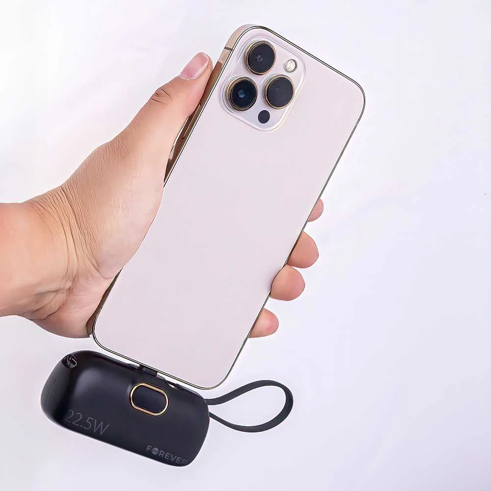 Telforceone Forever mini power bank MTB-100 22.5W 5000 mAh Lightning juodos spalvos