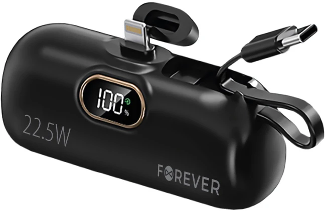 Forever mini išorinė baterija MTB-100 22.5W 5000 mAh Lightning juoda