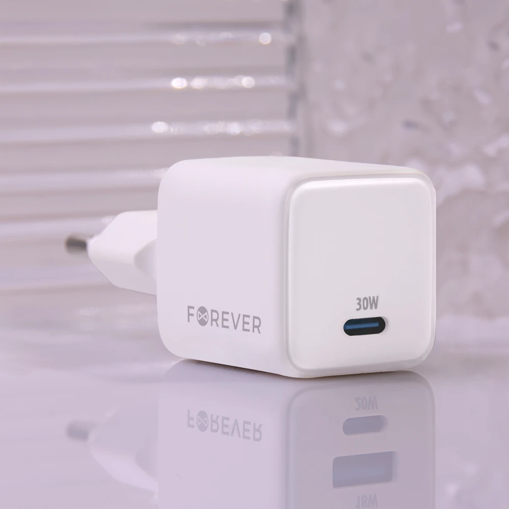 Forever TC-08-30C GaN PD įkroviklis 1x USB-C 30W baltas