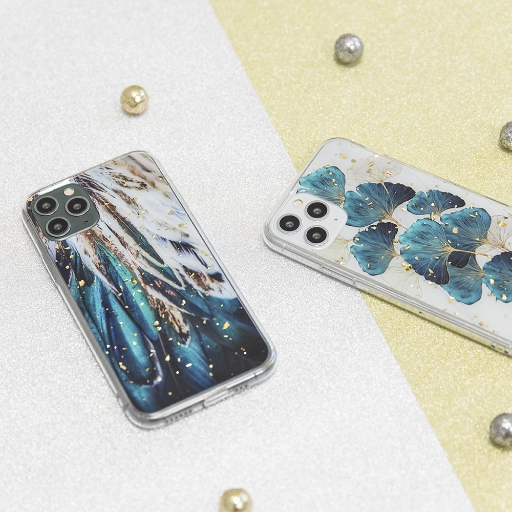 TFO „Gold Glam“ dėklas, skirtas Xiaomi Redmi 13C 4G / 13C 5G / Poco C65, plunksnos