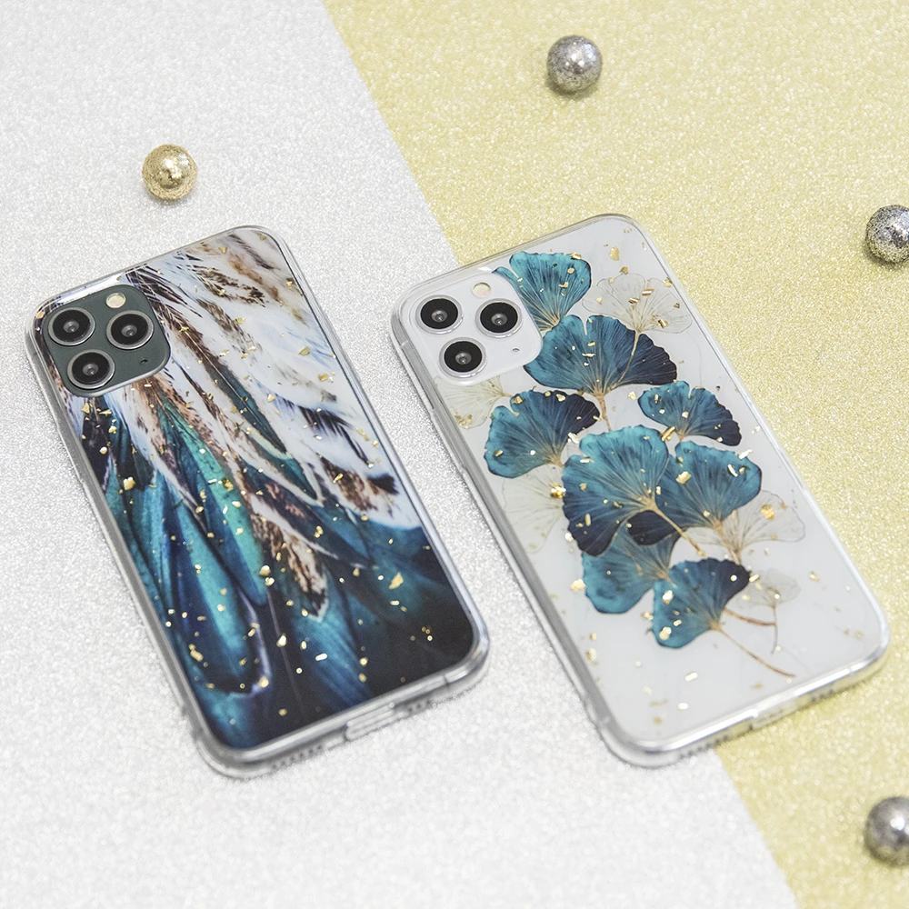 TFO „Gold Glam“ dėklas, skirtas Xiaomi Redmi 13C 4G / 13C 5G / Poco C65, plunksnos