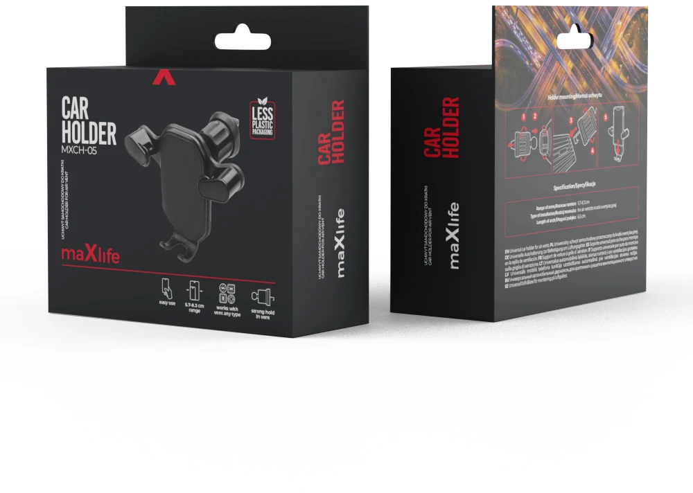 Maxlife automobilinis laikiklis ventiliacijos grotelėms MXCH-05 juodas