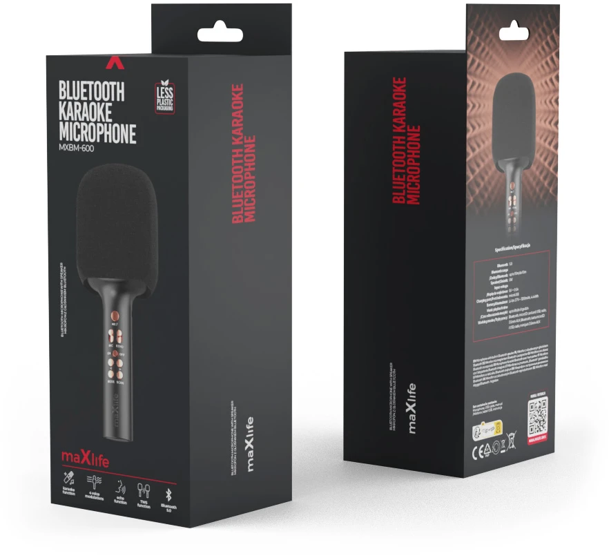 Maxlife „Bluetooth“ mikrofonas su garsiakalbiu MXBM-600, juodas
