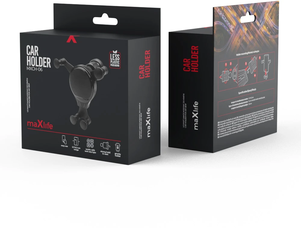 Maxlife automobilinis laikiklis ventiliacijos grotelėms MXCH-06 juodas