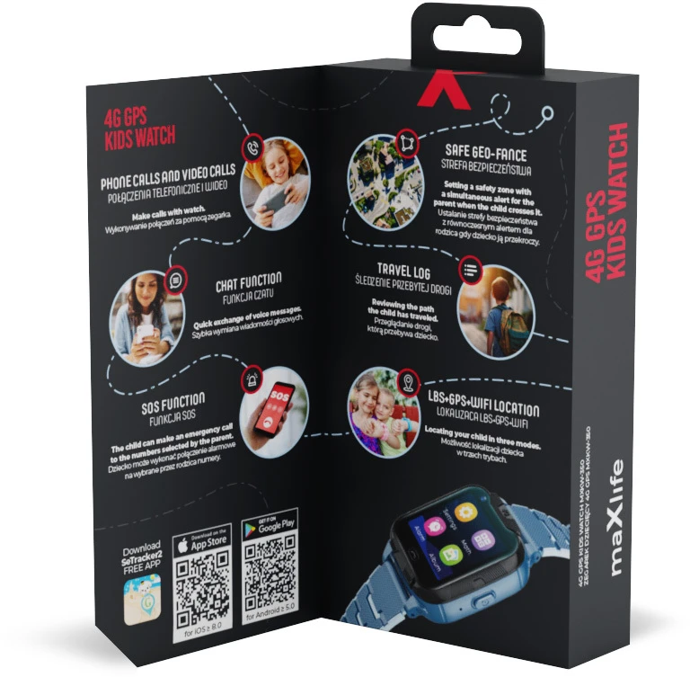 Išmanusis laikrodis Maxlife 4G GPS WiFi MXKW-350, Mėlynos spalvos