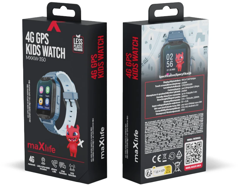 Išmanusis laikrodis Maxlife 4G GPS WiFi MXKW-350, Mėlynos spalvos