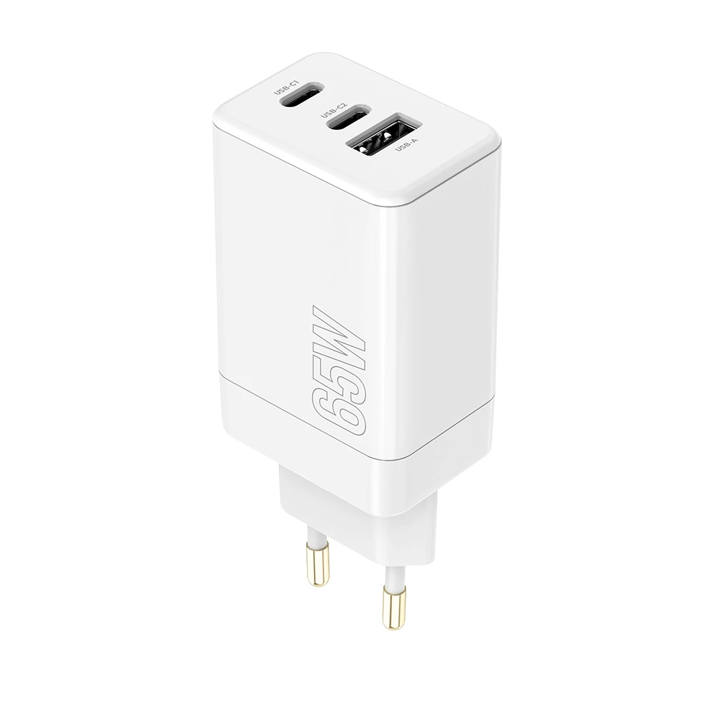 „Maxlife MXTC-08-65ACC PD QC“ įkroviklis 2x USB-C 1x USB 65W baltas