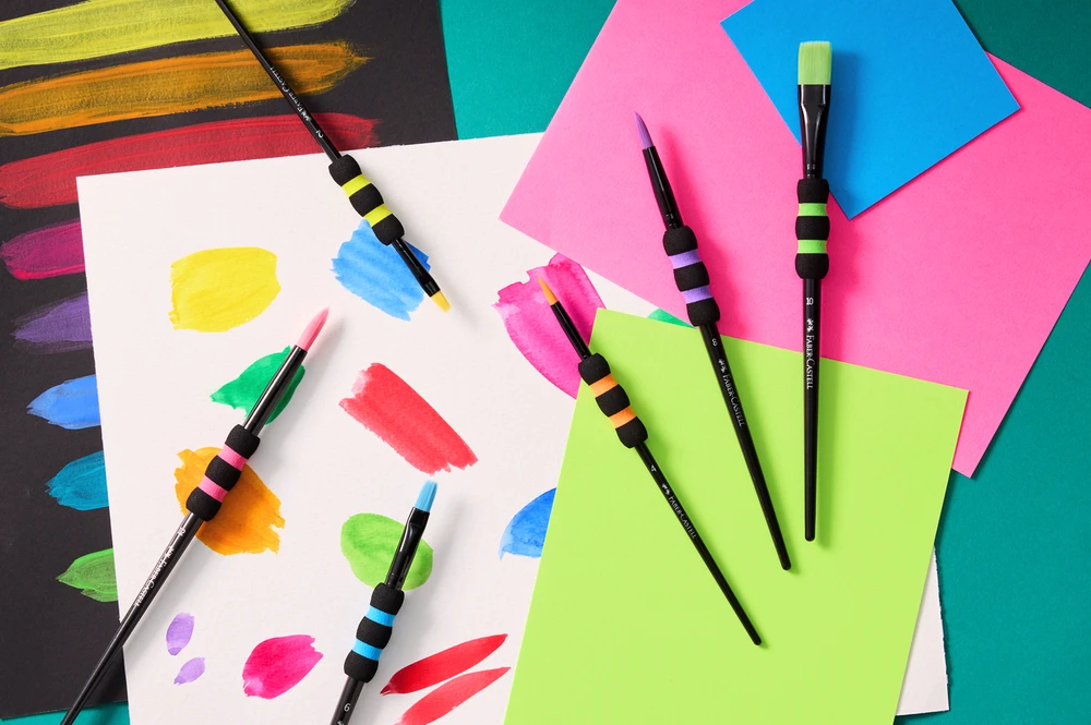 Teptukų rinkinys Faber-Castell soft touch juodi, 6 vnt./pak. (Nr. 2, 4, 6, 8, 10, 12)