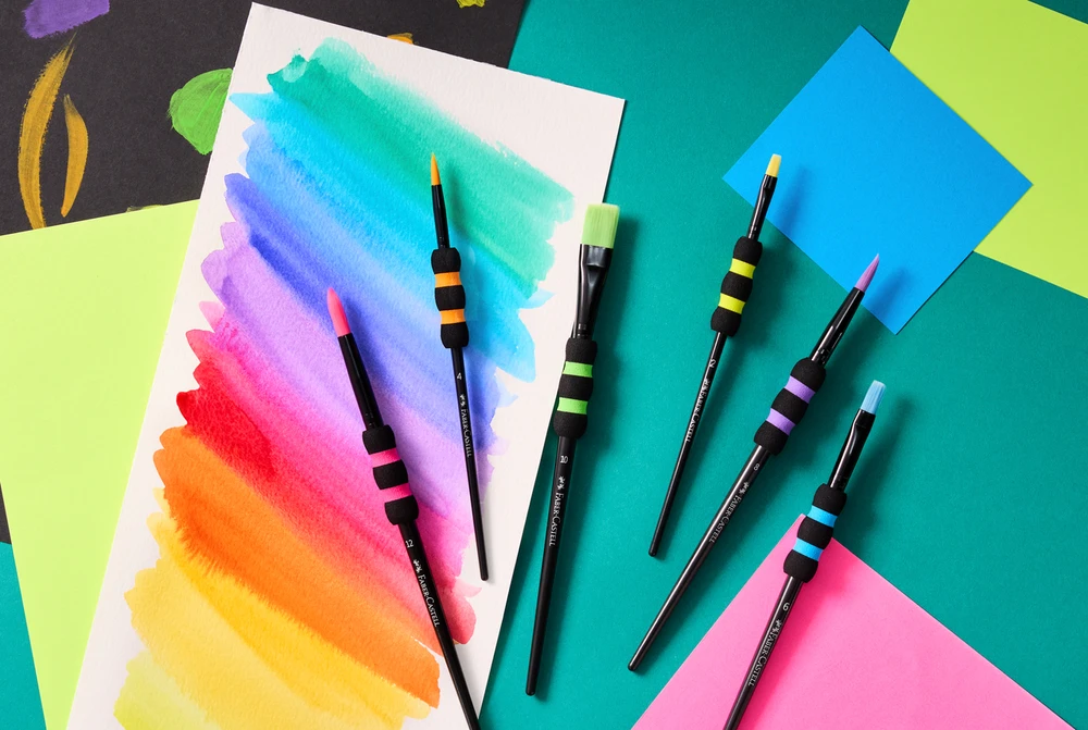 Teptukų rinkinys Faber-Castell soft touch juodi, 6 vnt./pak. (Nr. 2, 4, 6, 8, 10, 12)