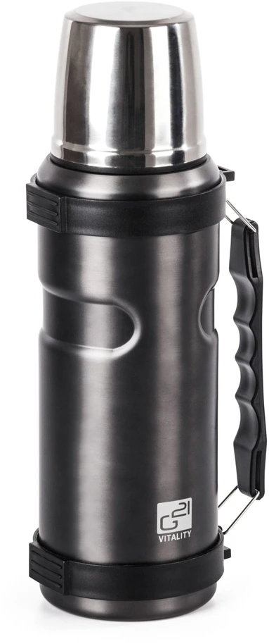 Termoso buteliukas G21 gėrimui, 1000ml, plieno pilkas su rankena